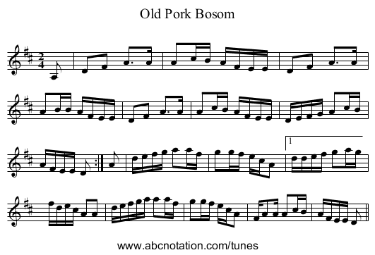 Old Pork Bosom - staff notation