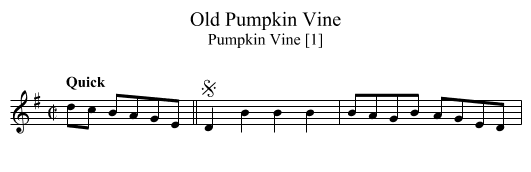 Old Pumpkin Vine - staff notation