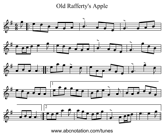 Old Rafferty's Apple - staff notation