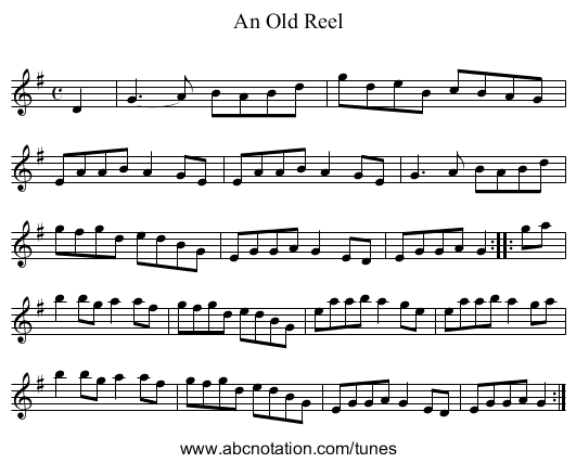 Old Reel, An - staff notation