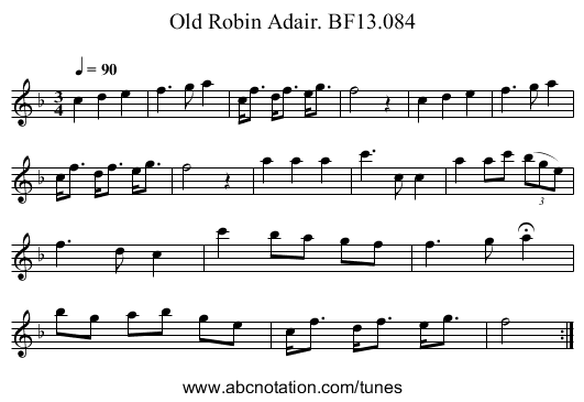 Old Robin Adair. BF13.084 - staff notation