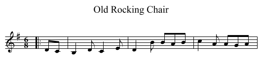 Old Rocking Chair - staff notation