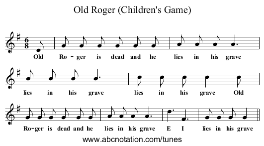 Old Roger (Children's Game) - staff notation