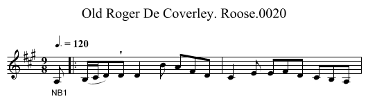 Old Roger De Coverley. Roose.0020 - staff notation