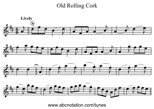 Old Rolling Cork - staff notation
