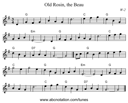 Old Rosin, the Beau - staff notation