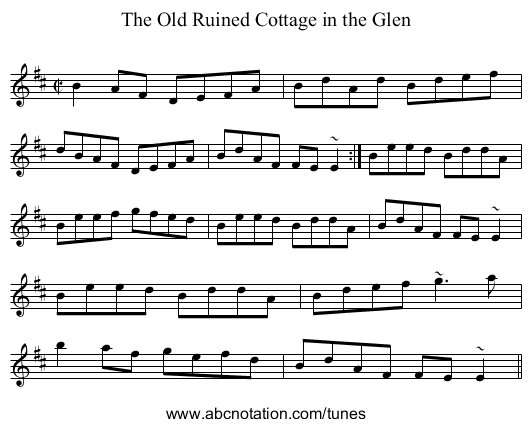 Old Ruined Cottage in the Glen, The - staff notation