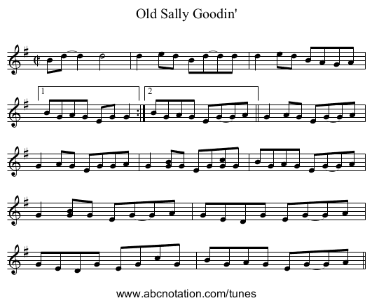 Old Sally Goodin' - staff notation