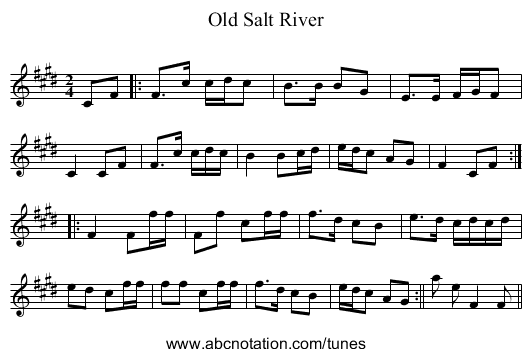 Old Salt River - staff notation