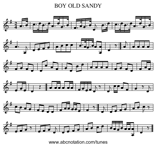 OLD SANDY, BOY - staff notation