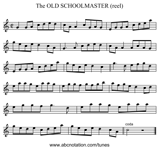 OLD SCHOOLMASTER (reel), The - staff notation