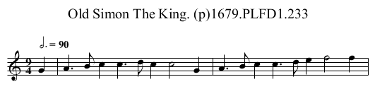 Old Simon The King. (p)1679.PLFD1.233 - staff notation