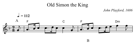Old Simon the King - staff notation