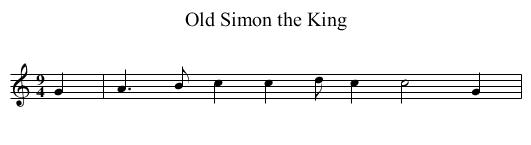 Old Simon the King - staff notation