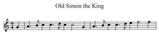 Old Simon the King - staff notation