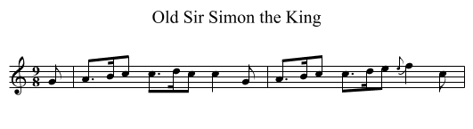 Old Sir Simon the King - staff notation