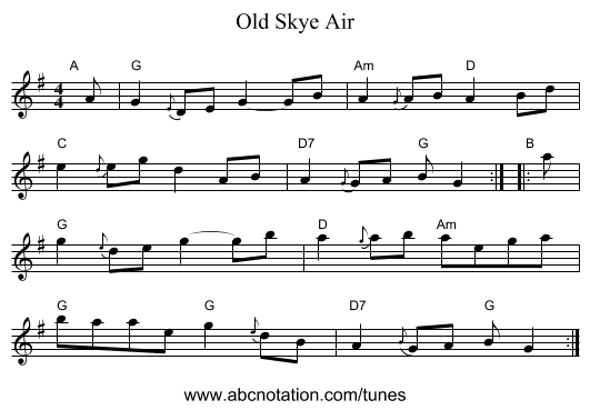 Old Skye Air - staff notation