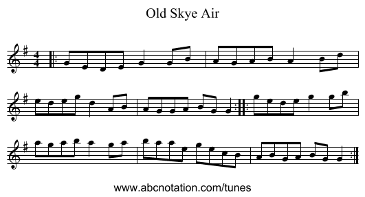 Old Skye Air - staff notation