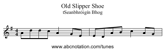 Old Slipper Shoe - staff notation