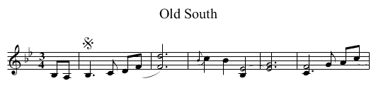 Old South - staff notation