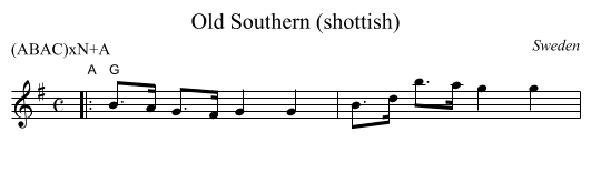 Old Southern (shottish) - staff notation