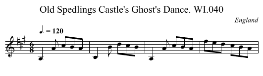 Old Spedlings Castle's Ghost's Dance. WI.040 - staff notation