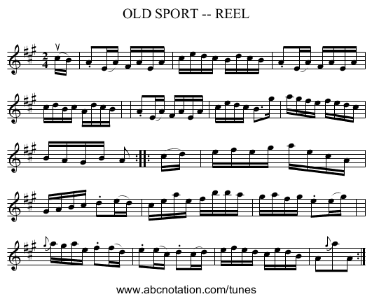 OLD SPORT -- REEL - staff notation