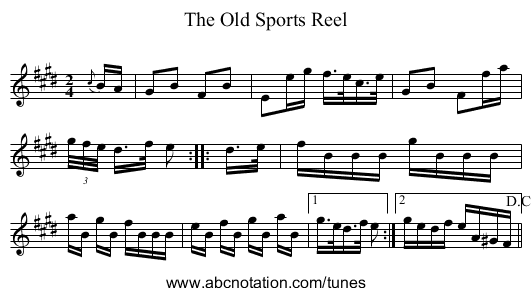 Old Sports Reel, The - staff notation