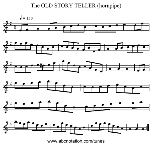 OLD STORY TELLER (hornpipe), The - staff notation