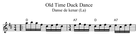 Old Time Duck Dance - staff notation