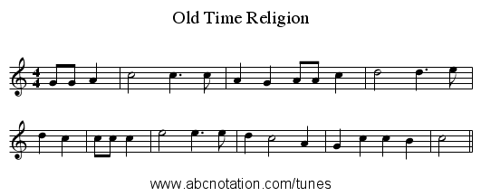 Old Time Religion - staff notation