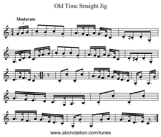 Old Time Straight Jig - staff notation