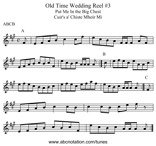 Old Time Wedding Reel #3 - staff notation