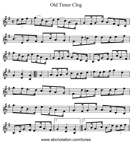 Old Timer Clog - staff notation