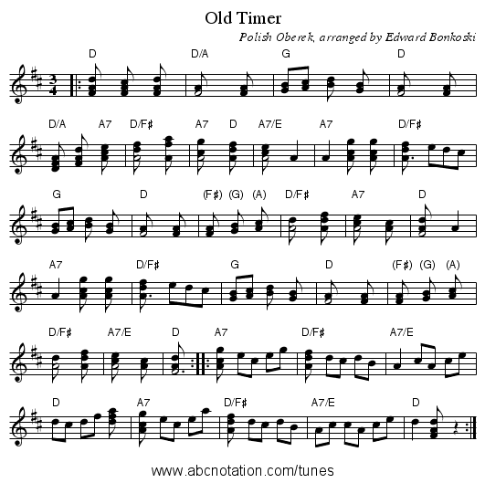 Old Timer - staff notation