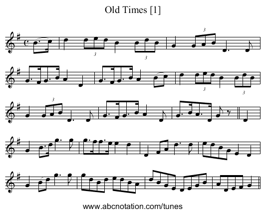Old Times [1] - staff notation
