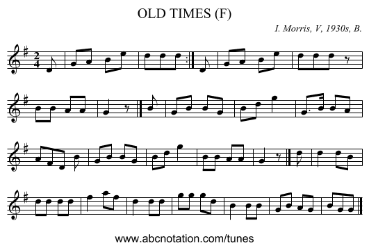 OLD TIMES (F) - staff notation