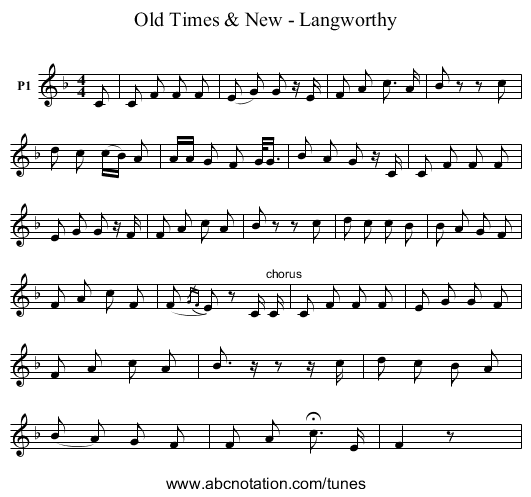Old Times & New - Langworthy - staff notation