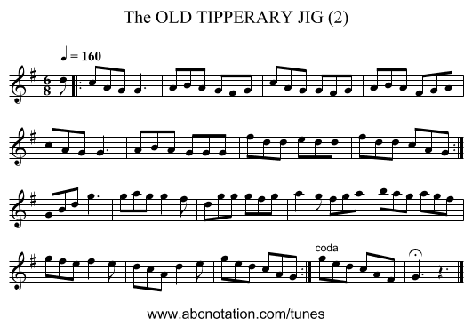 OLD TIPPERARY JIG (2), The - staff notation