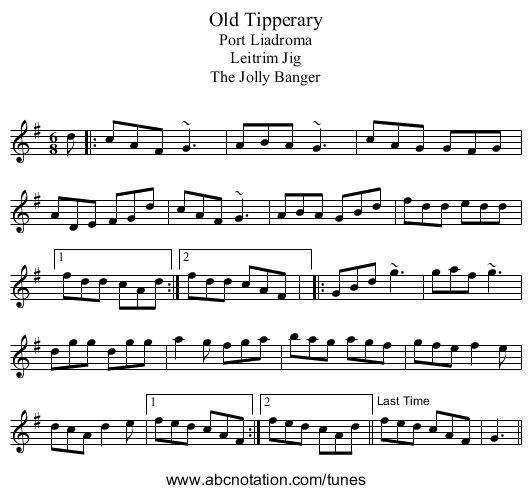 Old Tipperary - staff notation