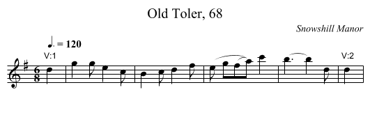 Old Toler, 68 - staff notation