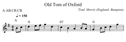 Old Tom of Oxford - staff notation