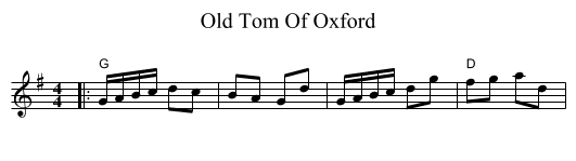 Old Tom Of Oxford - staff notation
