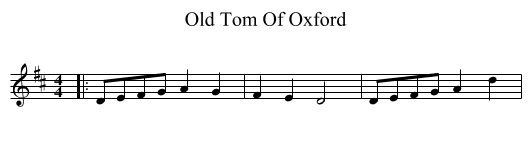 Old Tom Of Oxford - staff notation