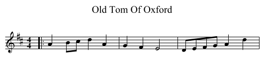 Old Tom Of Oxford - staff notation