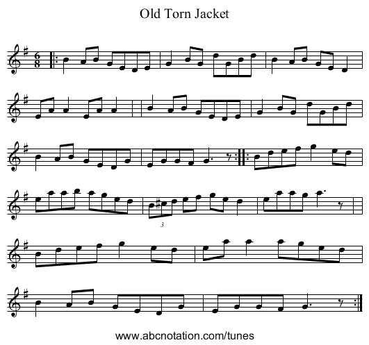 Old Torn Jacket - staff notation