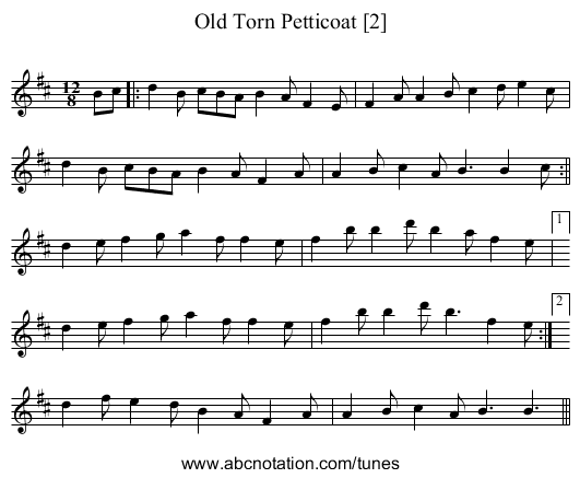 Old Torn Petticoat [2] - staff notation