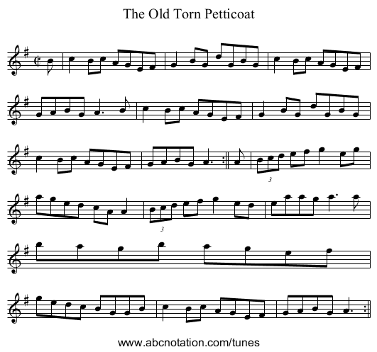 Old Torn Petticoat, The - staff notation