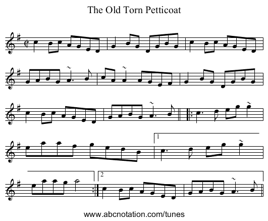 Old Torn Petticoat, The - staff notation