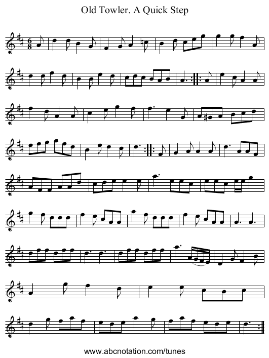 Old Towler. A Quick Step - staff notation